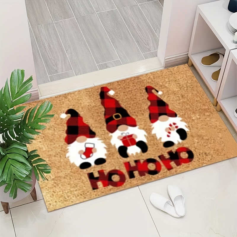 Christmas Door Mat Xmas Welcome Merry Christmas Mat Non-Slip and Washable Winter  Doormat Rubber Back Santa Door Mat Rugs for Indoor Outdoor 