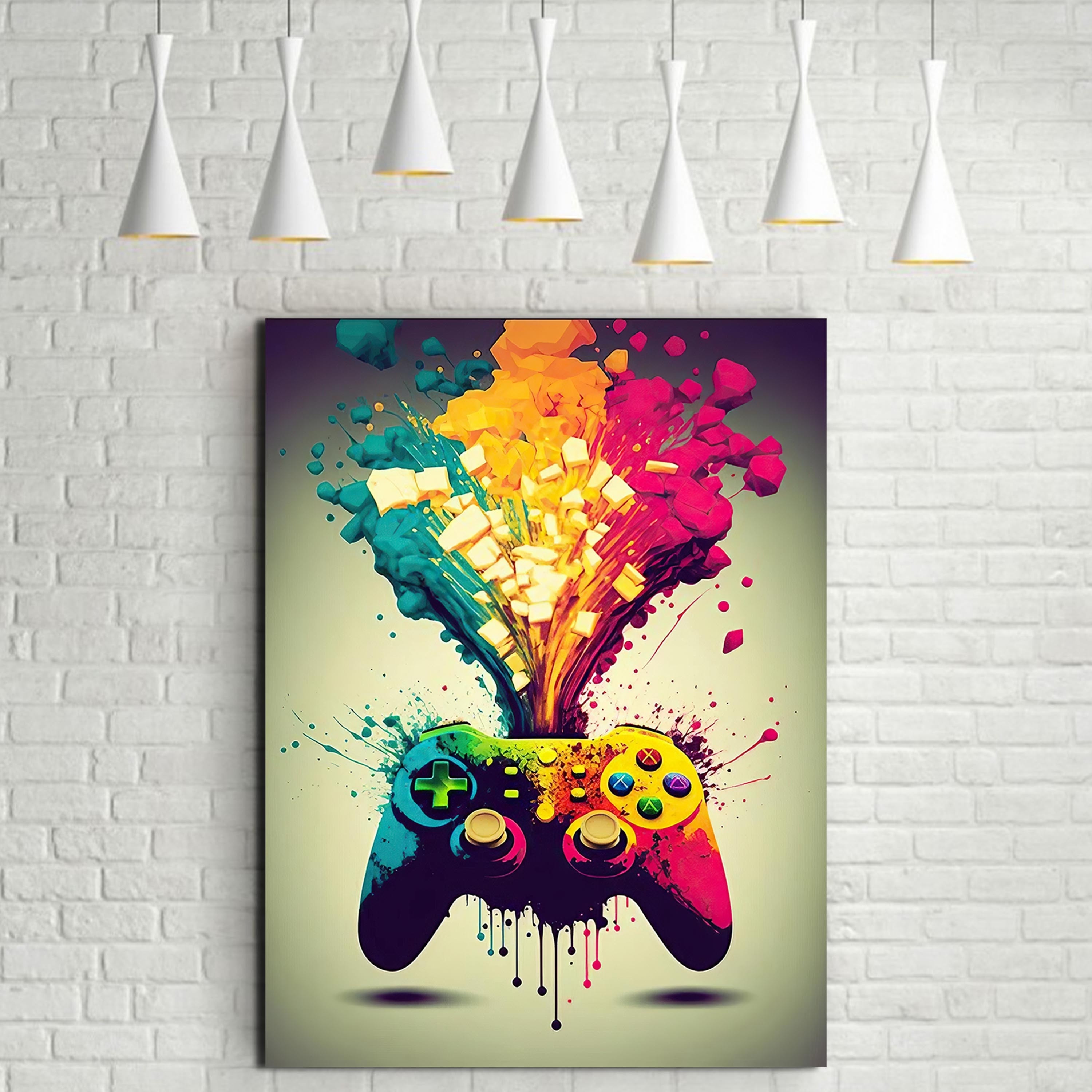 Canvas Poster Modern Art Gaming Graffiti Gamepad Earphone - Temu