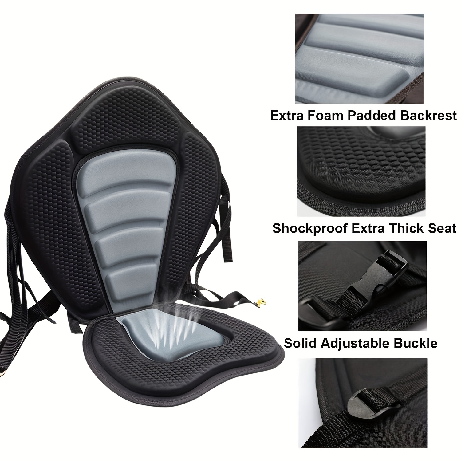  Montekin Thickened Kayak Seat with Back Support, Sit On Top  Cushioned Canoe Backrest Molded Foam Seat for SUP Paddle Board Fishing Boat  Long Trip (Black Grey) : Sports & Outdoors