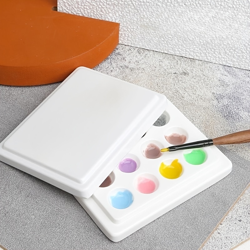 12-grid Square Ceramic Palette Student Art Painting Pigment  Multi-functional Coloring Tool Watercolor Paint Box - AliExpress