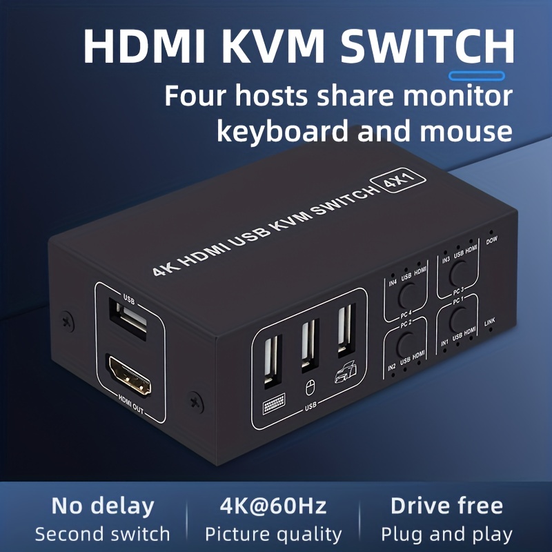 HDTV KVM Switch, Commutateurs KVM 1 Moniteurs 2 Ordinateurs, Commutateur  USB HDTV Pour 2 Ordinateurs Partager Clavier Souris Imprimante Et Un  Moniteur