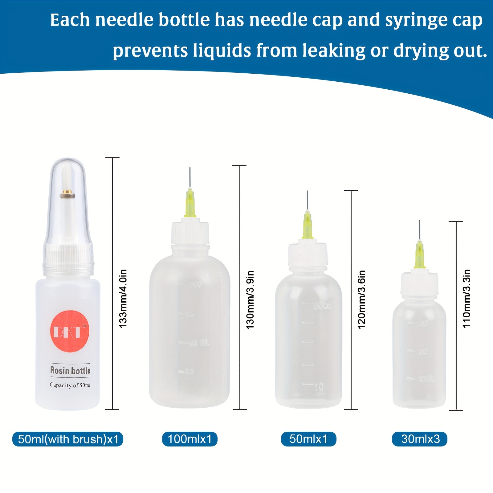 Applicator Bottle Squeeze Dispensers - Round Bottle - 14ga x 1 Needle