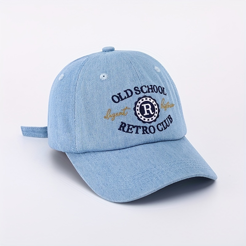 New Vintage Letter Embroidery Washed Denim Adjustable Snapback Hat Baseball  - Temu