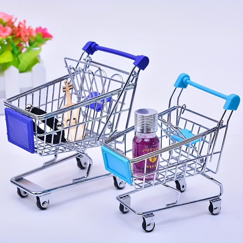 

1 Piece Mini Shopping Cart Supermarket Trolley Home Beauty Egg Office Desktop Sundries Storage Ornaments
