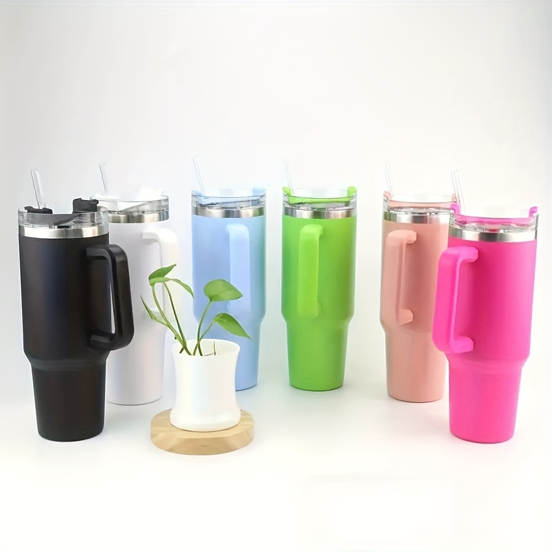 Solid Color Tumbler With Lid, Stainless Steel Thermal Water Bottle With  Handle, Portable Drinking Cups, Stanley Car Cups, For Car, Home, Office,  Summer Drinkware, Travel Accessories, Birthday Gifts - Temu