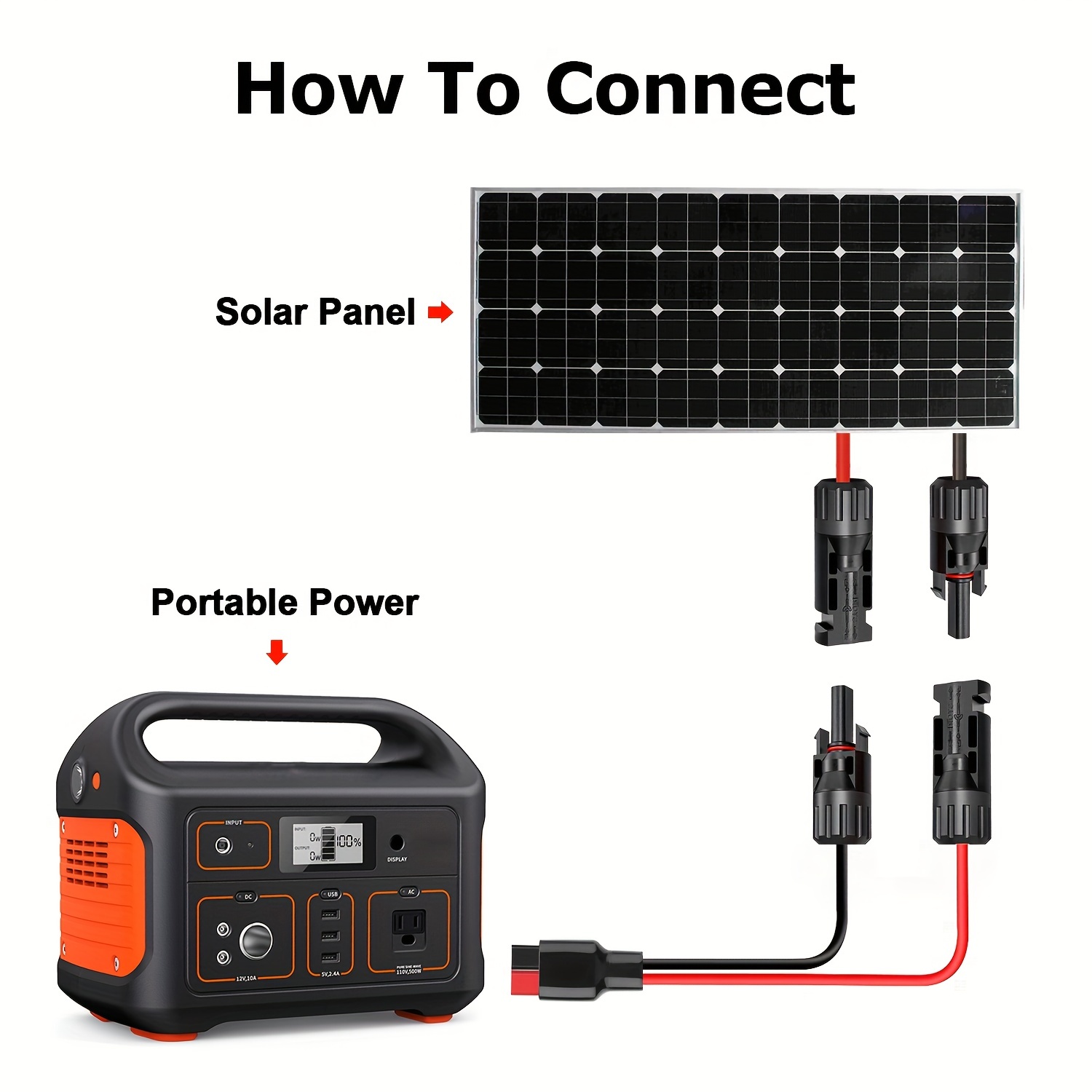 Gvolatee Câble d'extension de Panneau Solaire avec Prise Mâle/Femelle pour  Photovoltaïque, pour Panneaux solaires et systèmes 1 Paire (AWG10/6 mm²