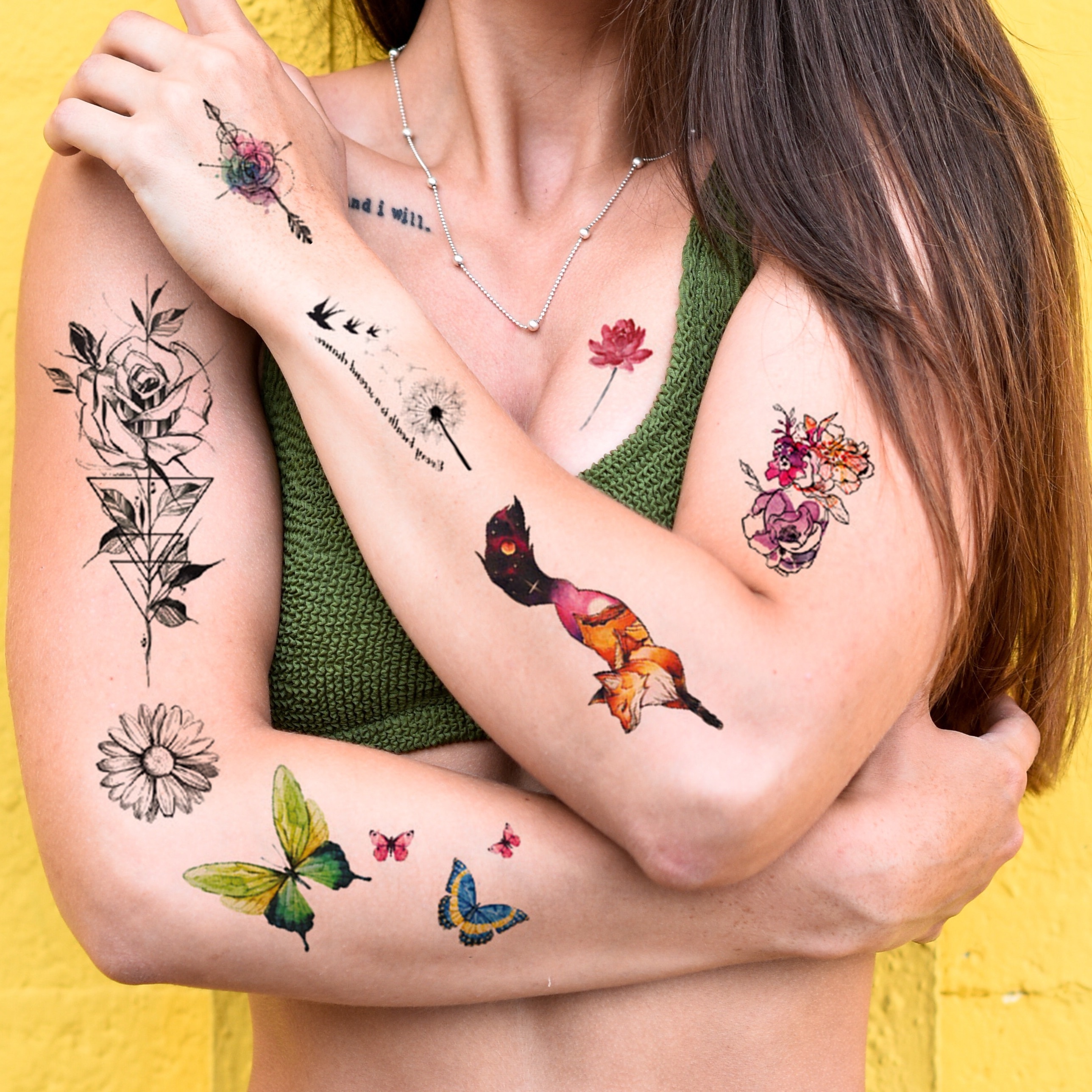 10 Sheets Tiny Temporary Tattoo Feather Bird for Men Women 