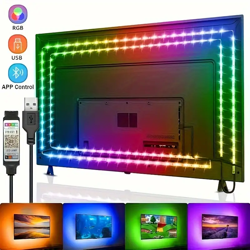 Intelligent Usb Rgb5050 Led Strip Light App Control Color - Temu