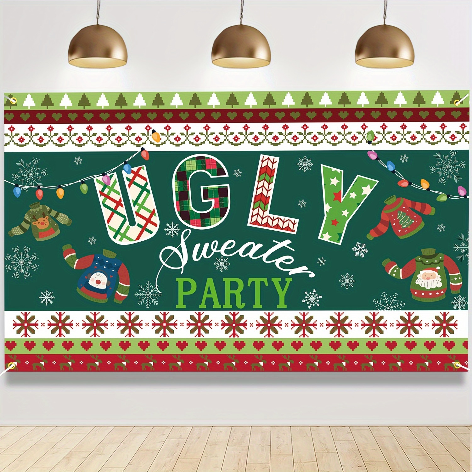 Hintergrund 'Hässlicher Weihnachtspullover' – 240x180 Cm, Vinyl, Für Fotobox & Partydeko
