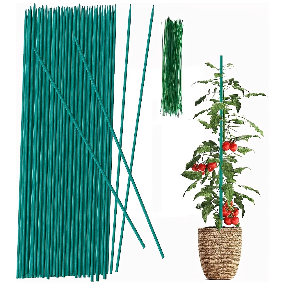 

25pcs Plant Stakes, Sturdy Bamboo Sticks 17", Garden Wood Plant Stakes For Tomatoes, Beans, Vegetable And Potted Plants, Wooden Sign Posting Garden Sticks Come With 25pcs Cable Ties