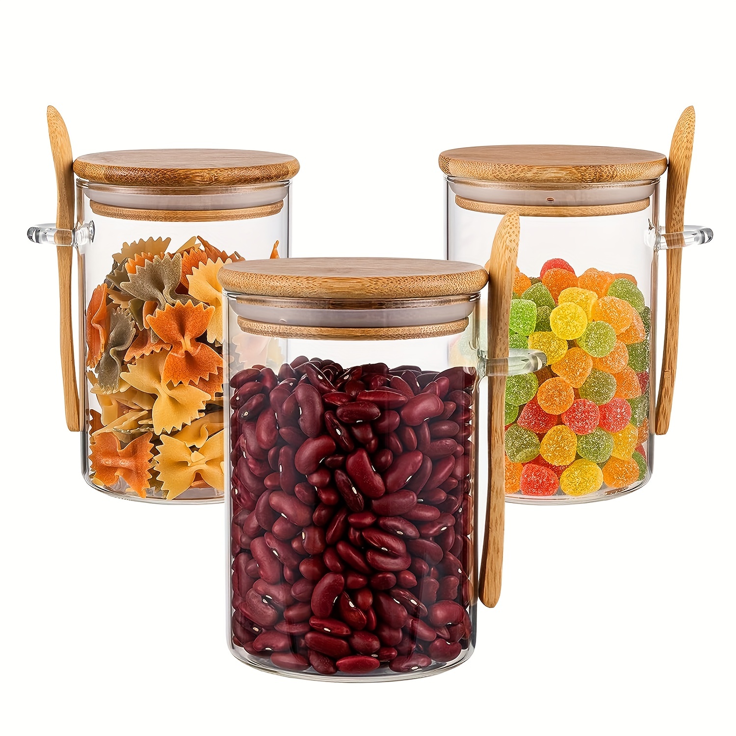 2PACK 60 Ounce Square Large Glass Jar with Bamboo Lid - Large Kitchen Glass  Jars