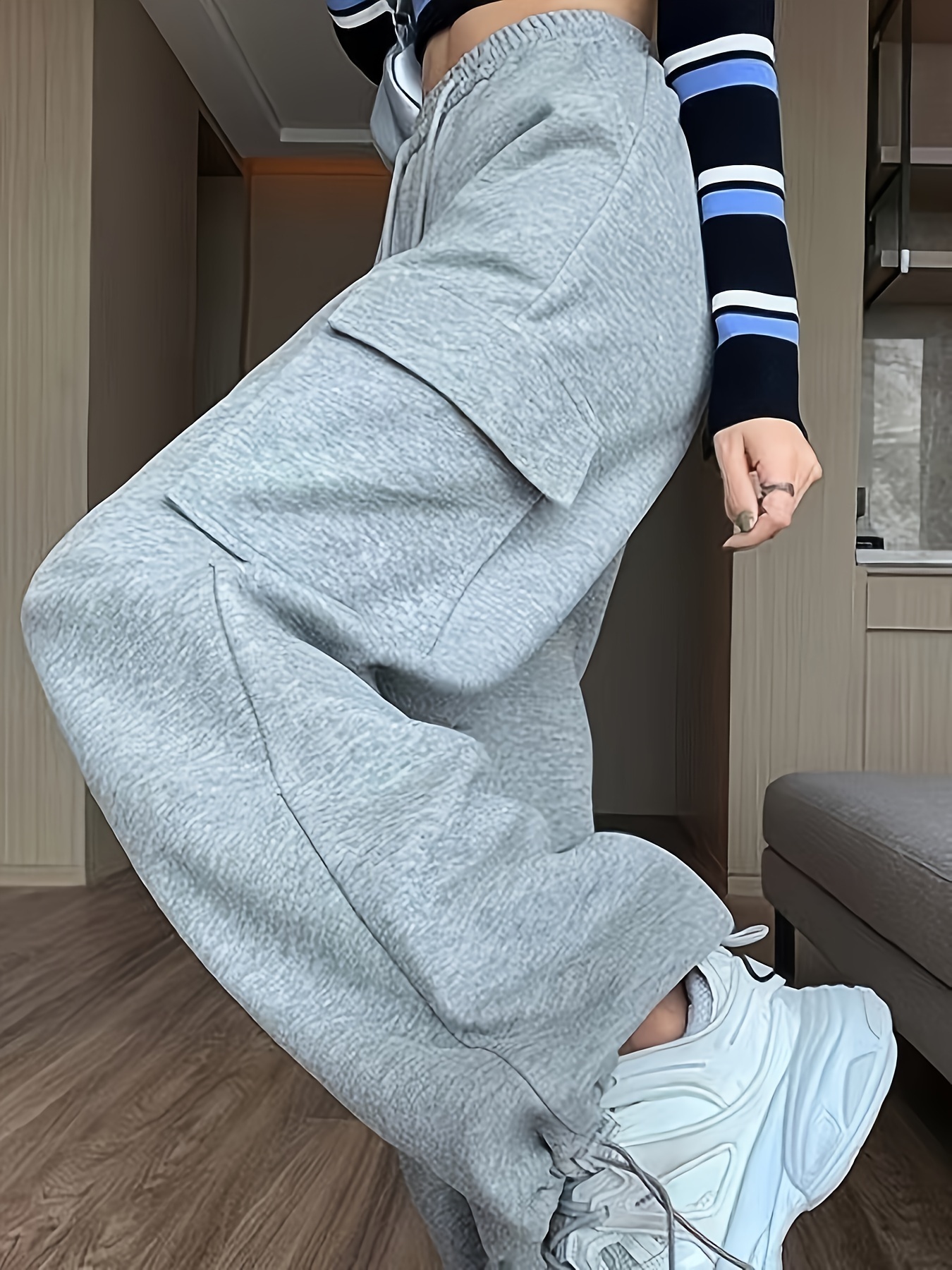 Casual Pants for Women Home Womens Baggy Cargo Pants Streetwear Hop Joggers  Sweatpants Drawstring Casual Loose Wide Leg Trousers Fall Outfits for