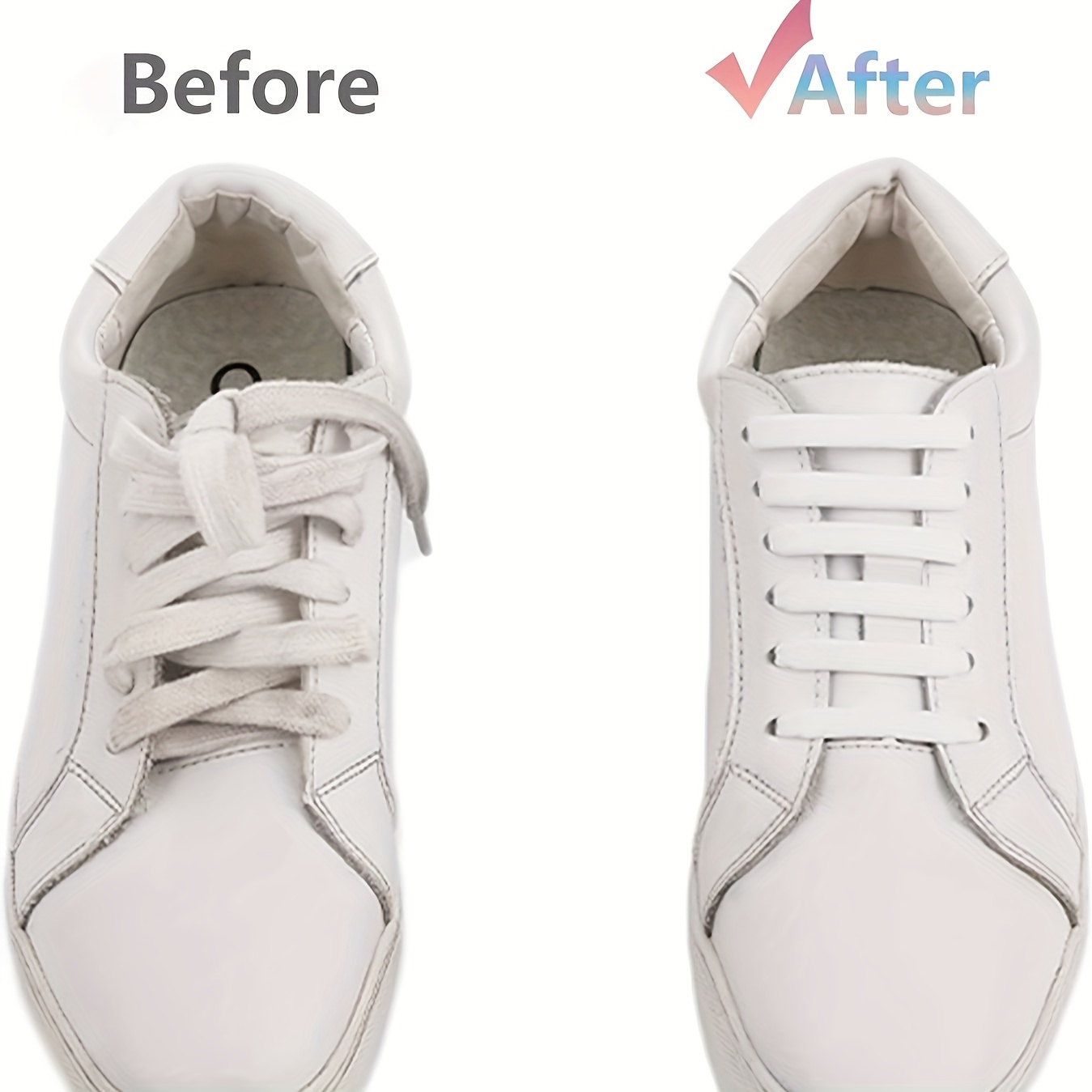 16pcs No Tie Elastic Shoe Laces for Adults - Black & White Silicone Tieless Laces for Sneakers - Durable, Comfortable, and Hassle-Free Design