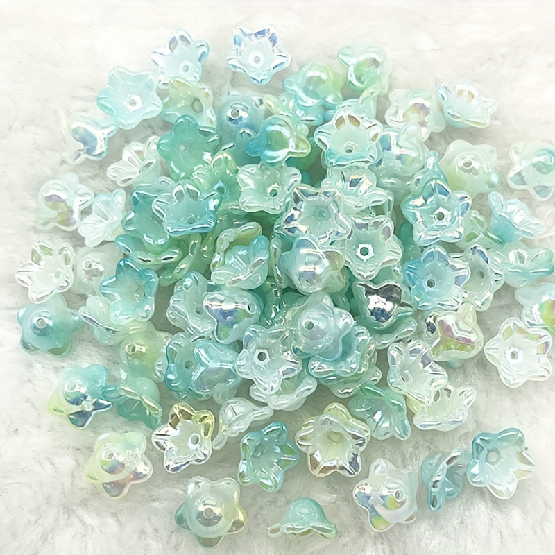 7x10mm Bell Flower Beads in Frosted Acrylic, Two Color Mixes Available