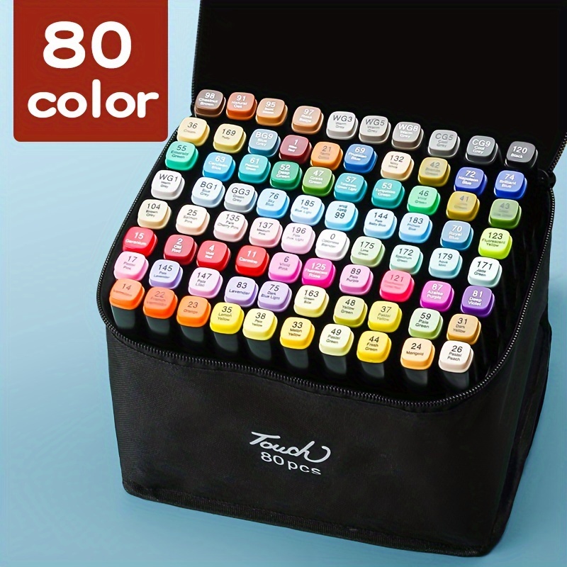 Markers Set with Base, 80 Colors Art Marker Pen Set for Kids and Adult, Double-Ended Alcohol Based Drawing Art Supplies with Fashion Carrying Case