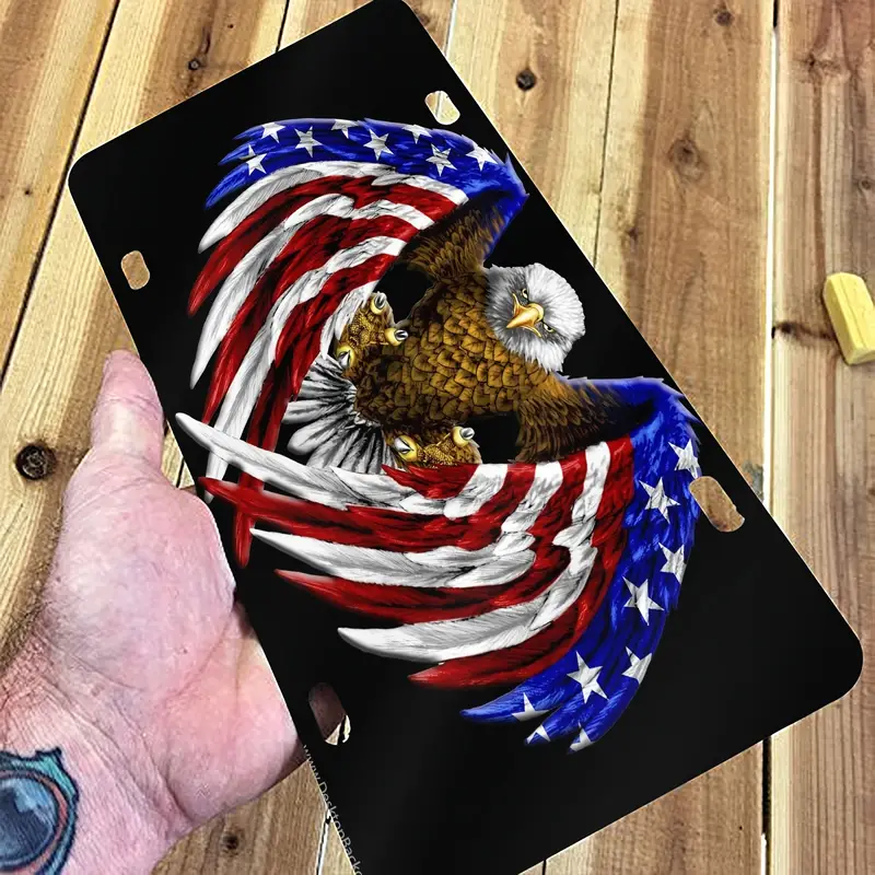 USA Patriotic Eagle American Flag Plaque D'immatriculation En Aluminium  Pour Voiture Plaque D'immatriculation Avant En Métal Décoratif Avec 4 Trous Plaque  D'immatriculation De Voiture 6x12 Pouces - Temu France