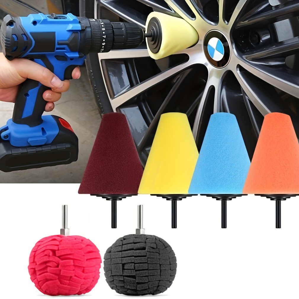 

1/3/5pcs Polishing Cone Sponge Buffing For Automotive Car Wheel Hub Care, Metal Polish Buffing Polishing Ball For Aluminum And Stainless Steel