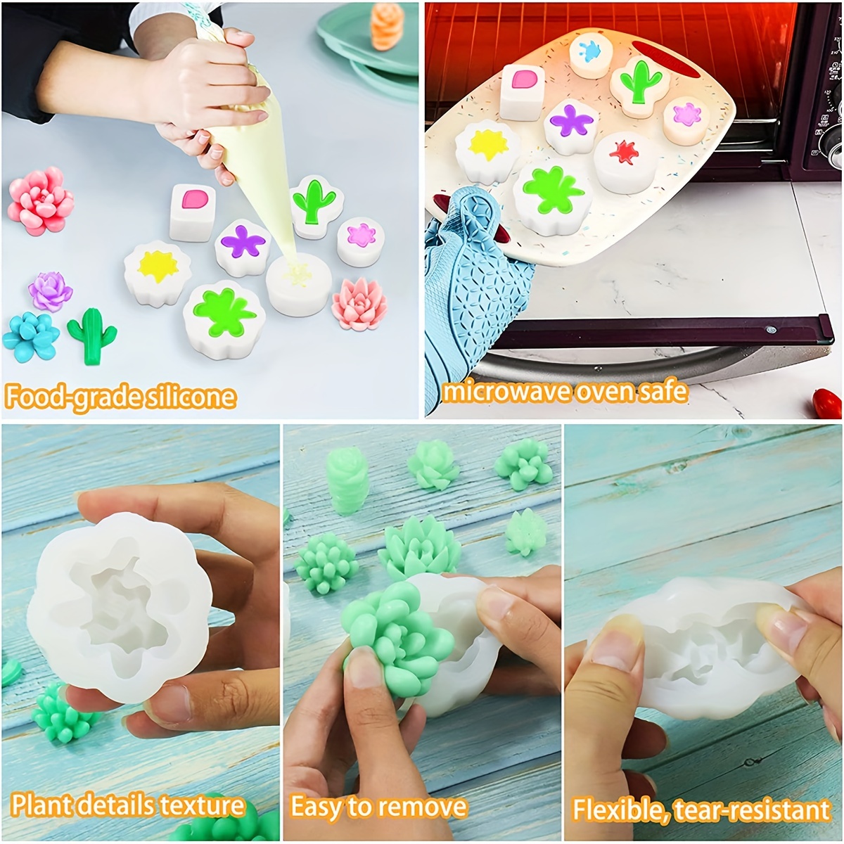 Cactus silicone mold SMALL set -succulents plants for  Fondant-Resin-handcrafts