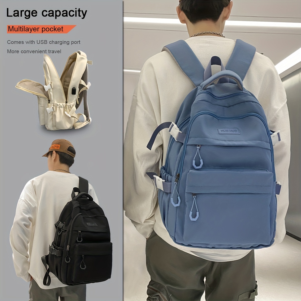 

Men's Casual Backpack Large Capacity Computer Bag Outdoor Travel Backpack