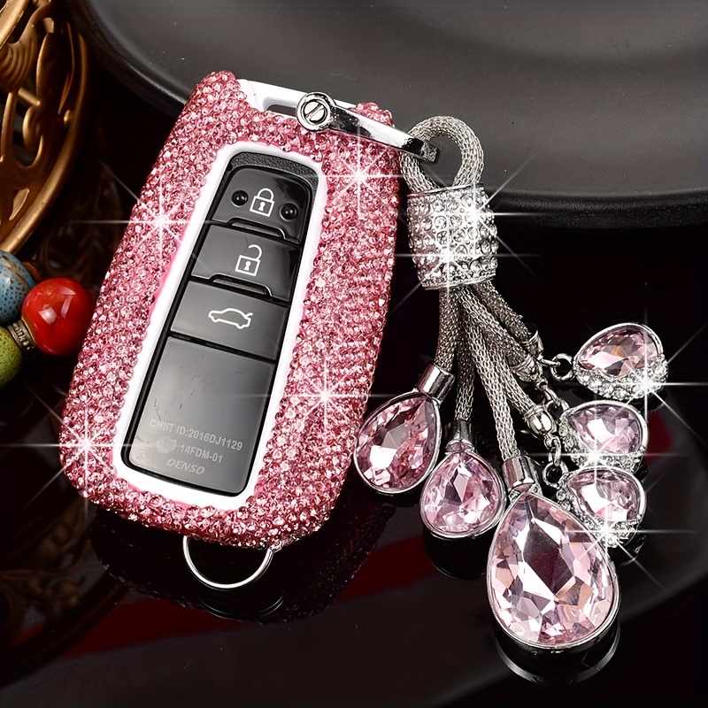1pc Rhinestone Decor Car Keychain & 1pc Car Key Case With Screwdriver  Compatible With Mazda 2 Button