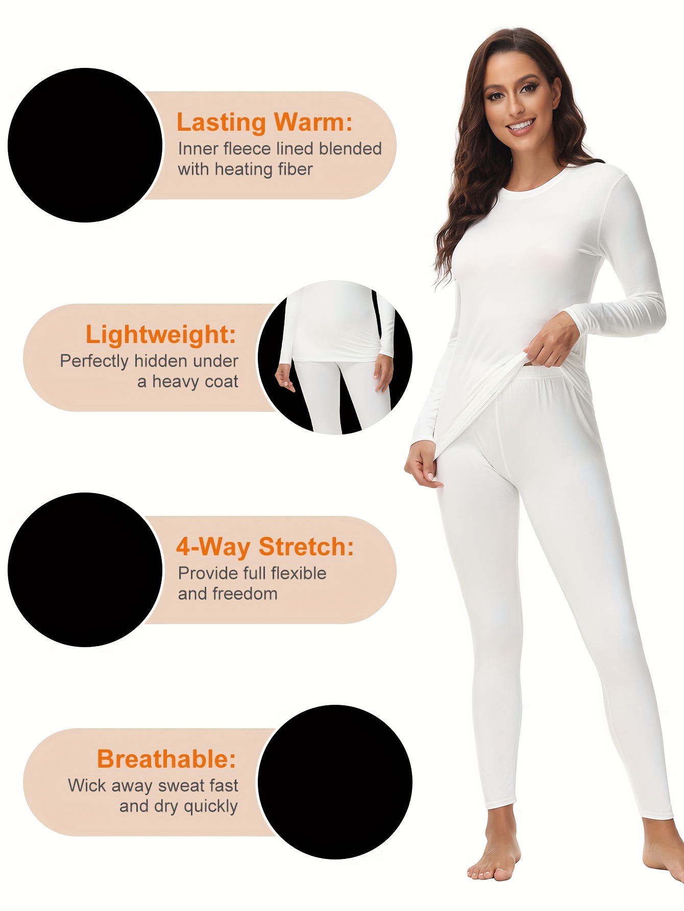 2Pcs/Set Thermal Underwear for Women Long Johns Women with Fleece Lined,  Base Layer Women Cold Weather Top Bottom