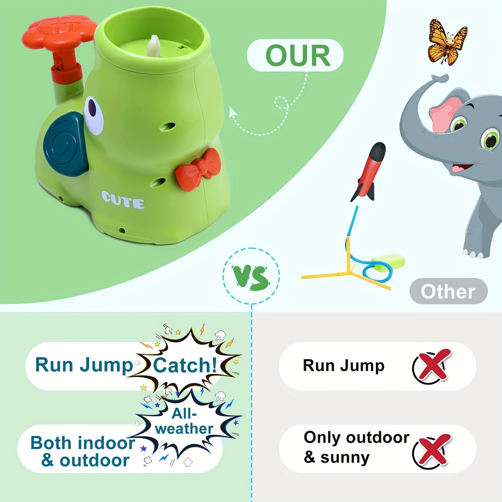 Juegos para niños Juguetes al aire libre para niñas de 3 años en adelante:  Juego de captura de mariposas de elefante, disco volador para exteriores