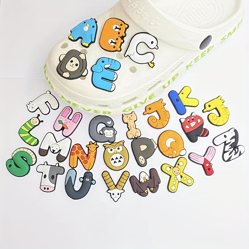 26pcs Animal Letter Shoe for Women Charms Decoration Assorted Varieties for Sandals Slippers High Quality Durable Charms,Temu