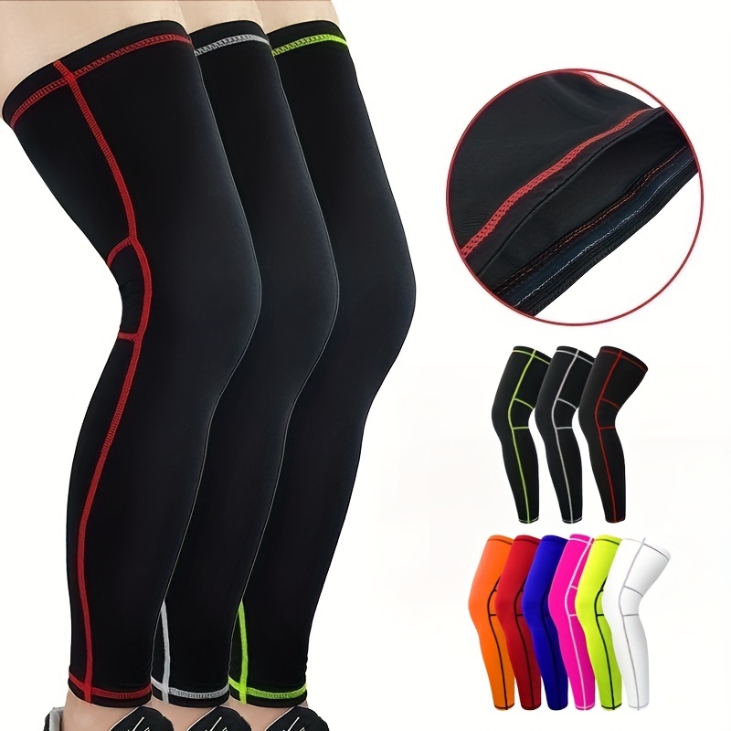 Compression Leg Sleeve Full Length Leg Sleeves Sports Cycling Leg Sleeves  for Men Women, Knee, Thigh, Calf, Running, Basketball Black and White Large  
