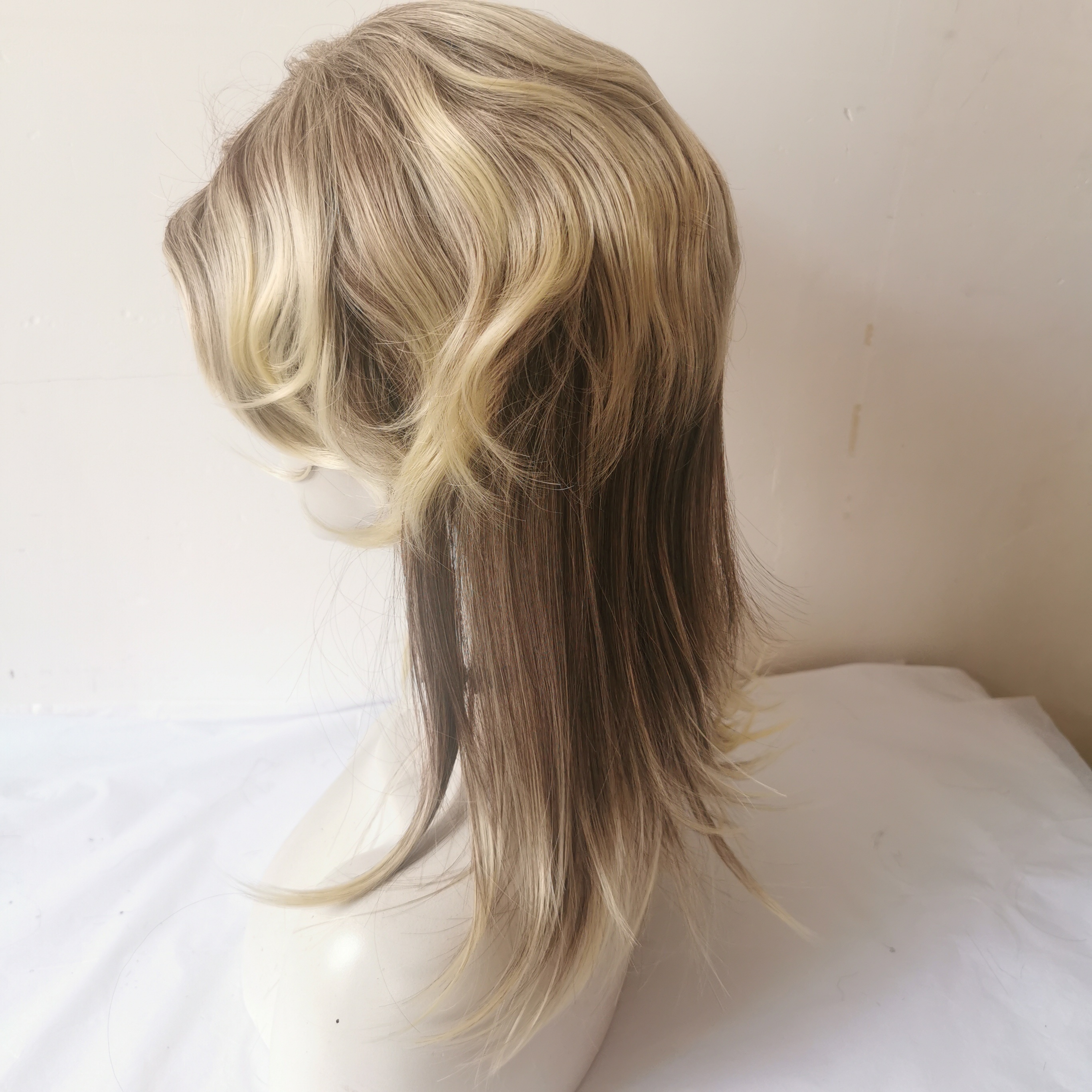 80s Mullet Punk Disco Blonde Highlights Wig For Men Casual School