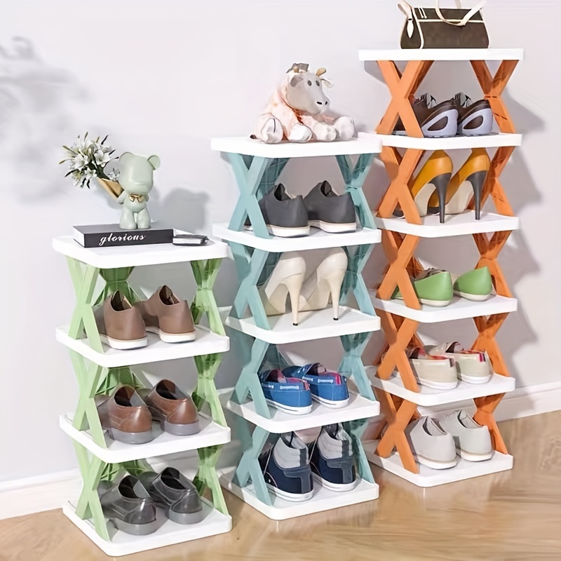Zapatero apilable extraíble de varios niveles, estante de almacenamiento de  zapatos Simple, organizador de zapatos de plástico de fácil montaje, 1 Juego