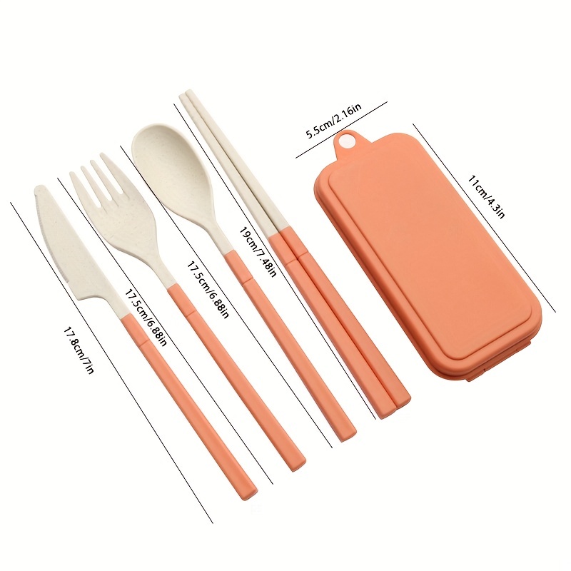 Reusable Travel Utensils Set with Case, Wheat Straw Portable Knife Fork  Spoons Tableware, Eco-Friendly BPA Free Cutlery for Kids Adults Travel  Picnic Camping Utensils 