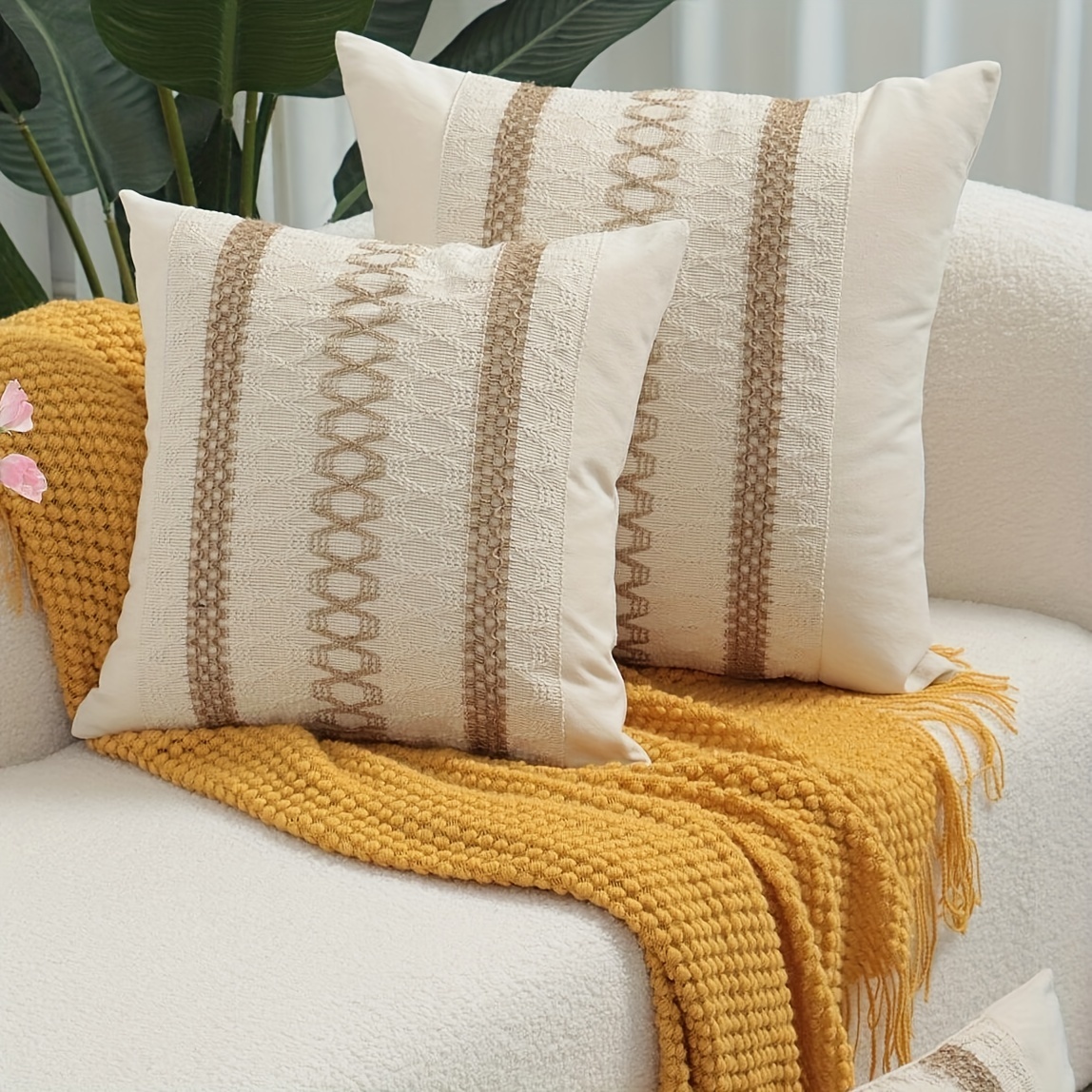 a bohemian style polyester tassel pillow cover   in rectangular and square shapes suitable for living room sofas bedrooms and bedside pillows details 9