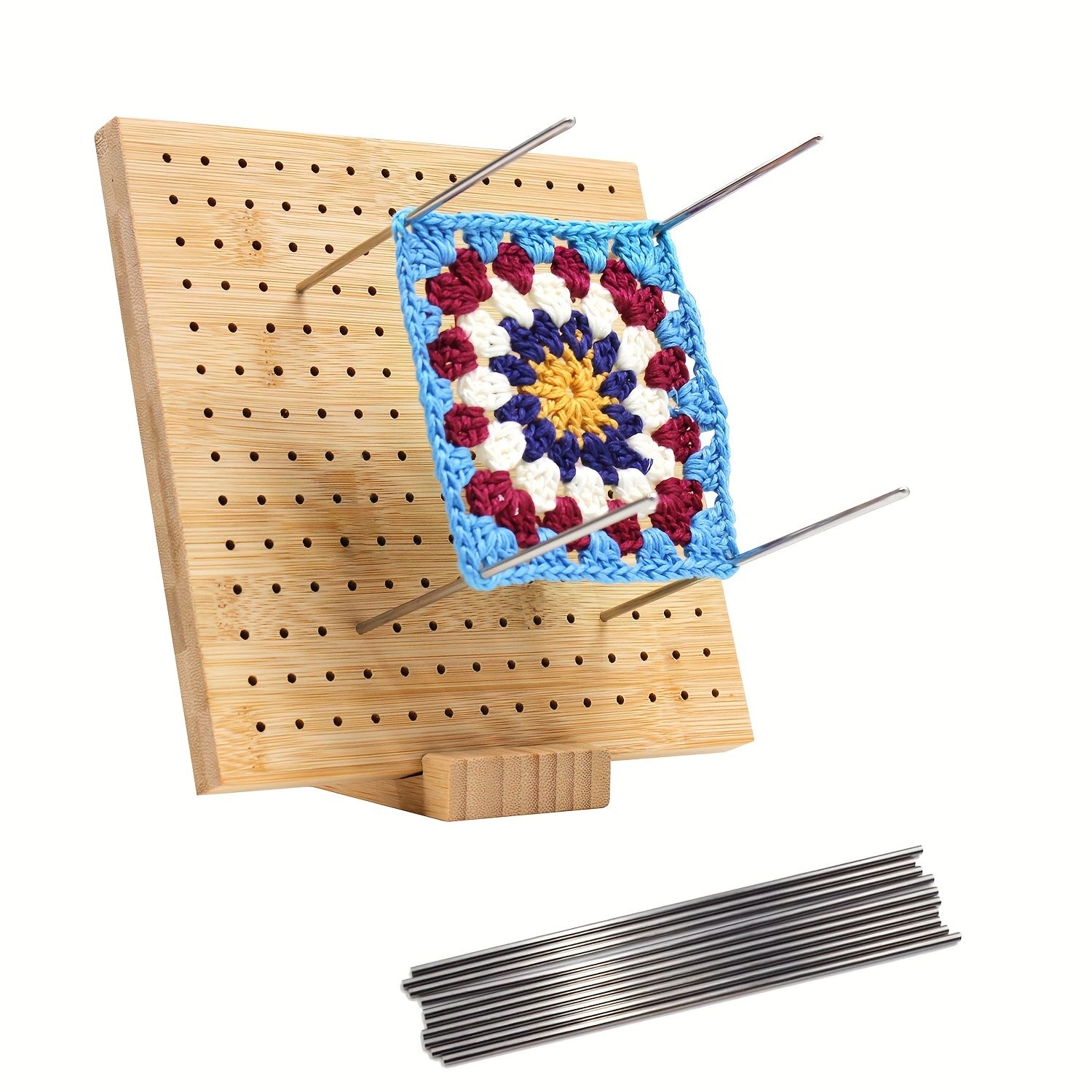 slcinwzdt 12.4 Inches Crochet Blocking Board with 40 Pins, Blocking Board  for Crocheting, Granny Square Blocking Board, Wooden Blocking Mats for