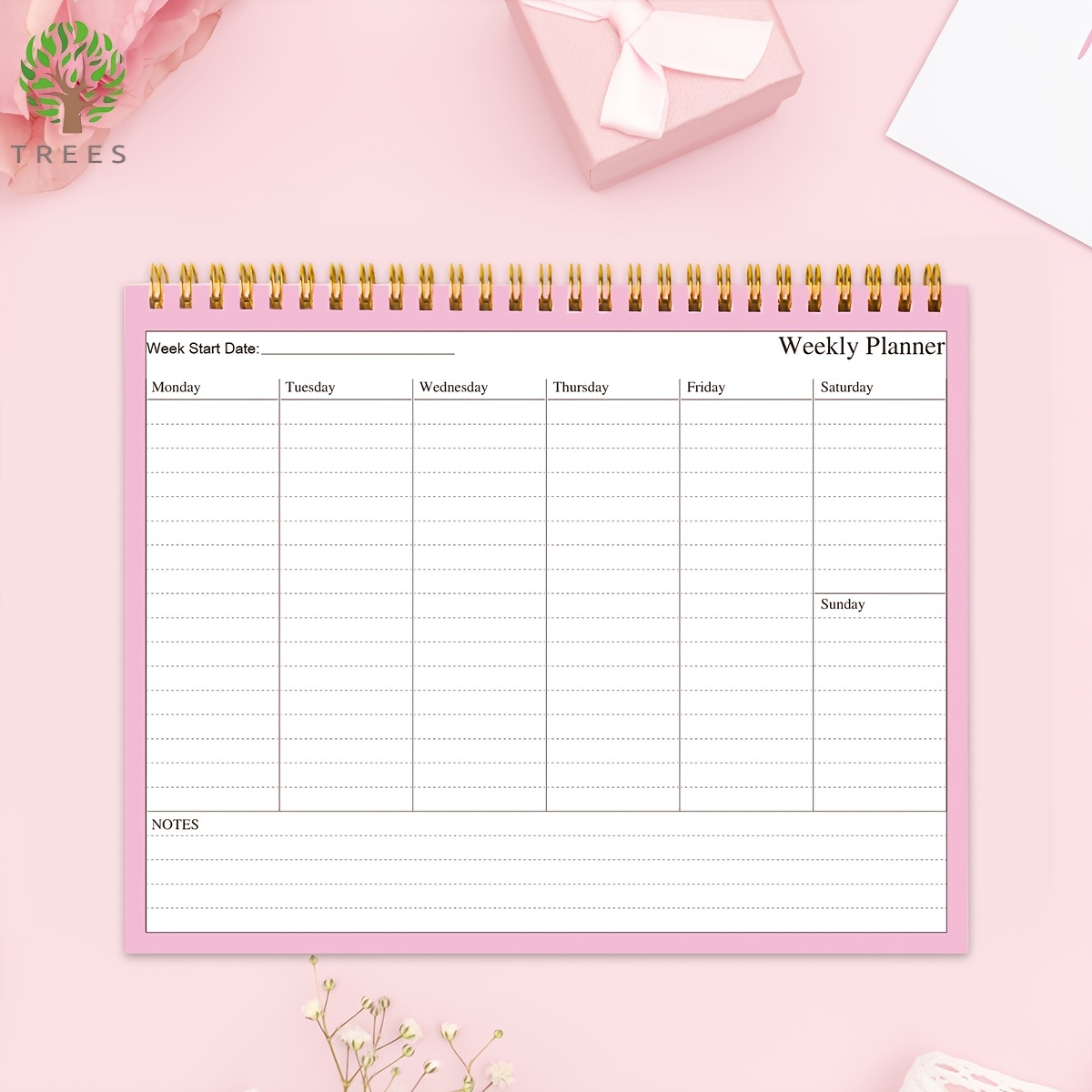 Trees Weekly Planner Notepad 7-9.5 Inches