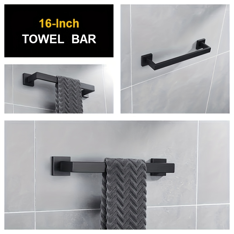 Bathroom Towel Bar Set Matte Black/brushed Bathroom Hardware - Temu
