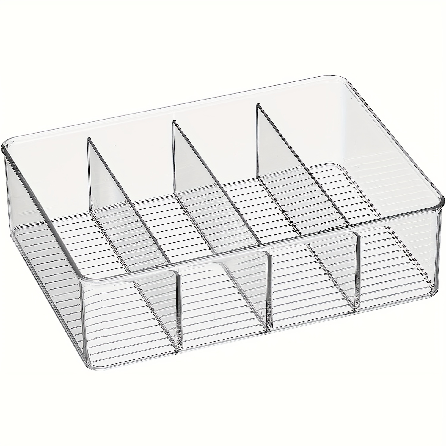 Plastic Bathroom Storage Organizer Bin Box - 3/4 Divided Sections - For  Cabinets, Shelves, Countertops, Bedroom, Laundry Room - Clear - Temu