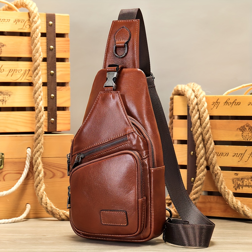 BISON DENIM Genuine Leather Crossbody Bag for Men Small Messenger Shoulder  Bag Man Purse Crazy Horse Leather