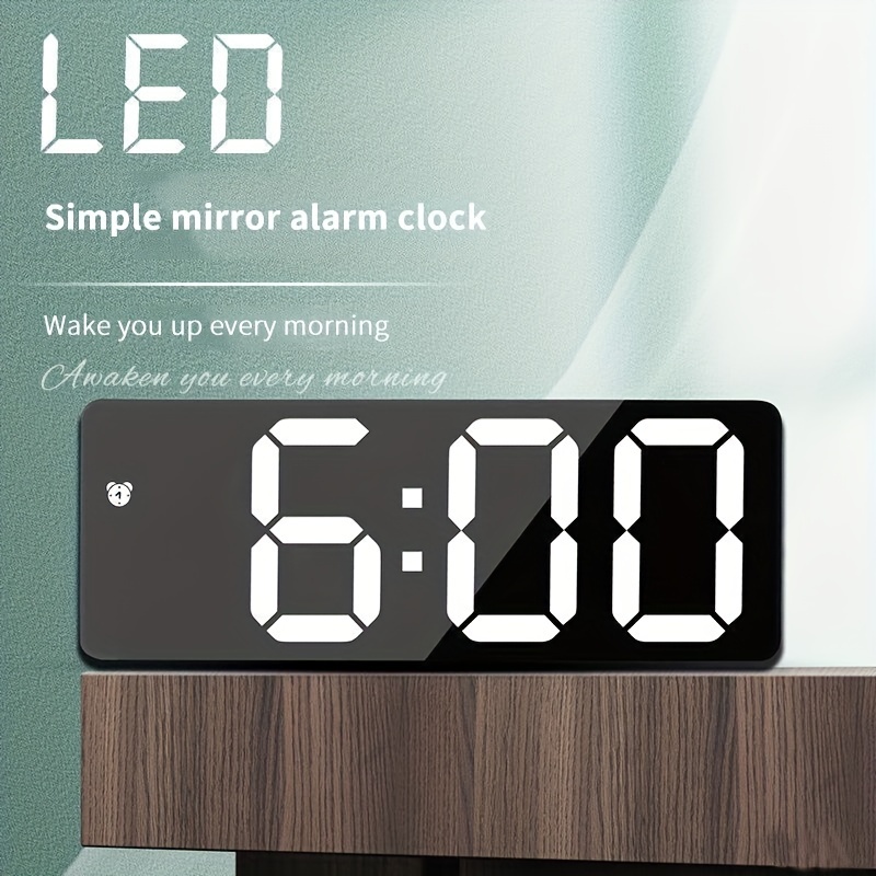 

1pc Digital Led Alarm Clock With Night Light, Temperature & Calendar Display, Large Number, Battery-operated Led Electronic Clock, Modern Home Decor Craft (battery Not Included)