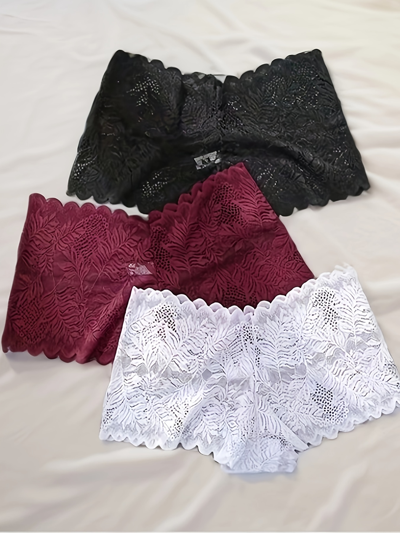 Floral Lace Boyshort Panties Lightweight Breathable Scallop - Temu Canada