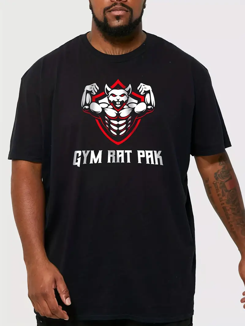 Camisetas Con Estampado Gym Rat Prk De Moda Informal Para Hombres, Camiseta  De Manga Corta Con Cuello Redondo Para Vacaciones De Verano De Talla Grande  - Para Hombre Fornido - Temu Spain