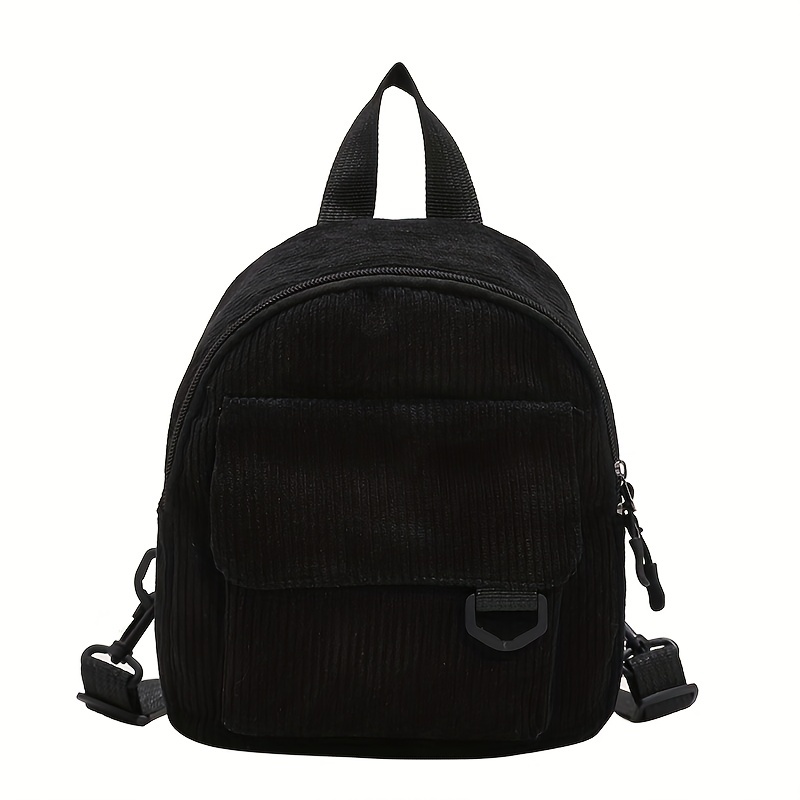 Small Corduroy Zipper Backpack Minimalist Solid Color - Temu