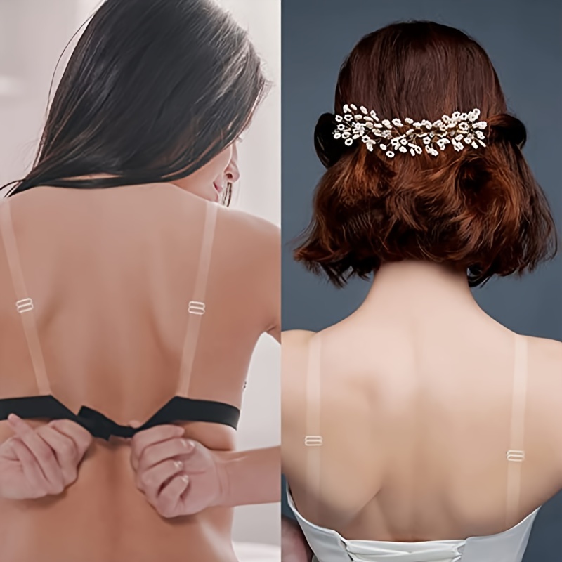 Anti-slip Super Invisible Transparent Clear Bra Strap Shoulder Tape with  Elastic Rope for Women Girl