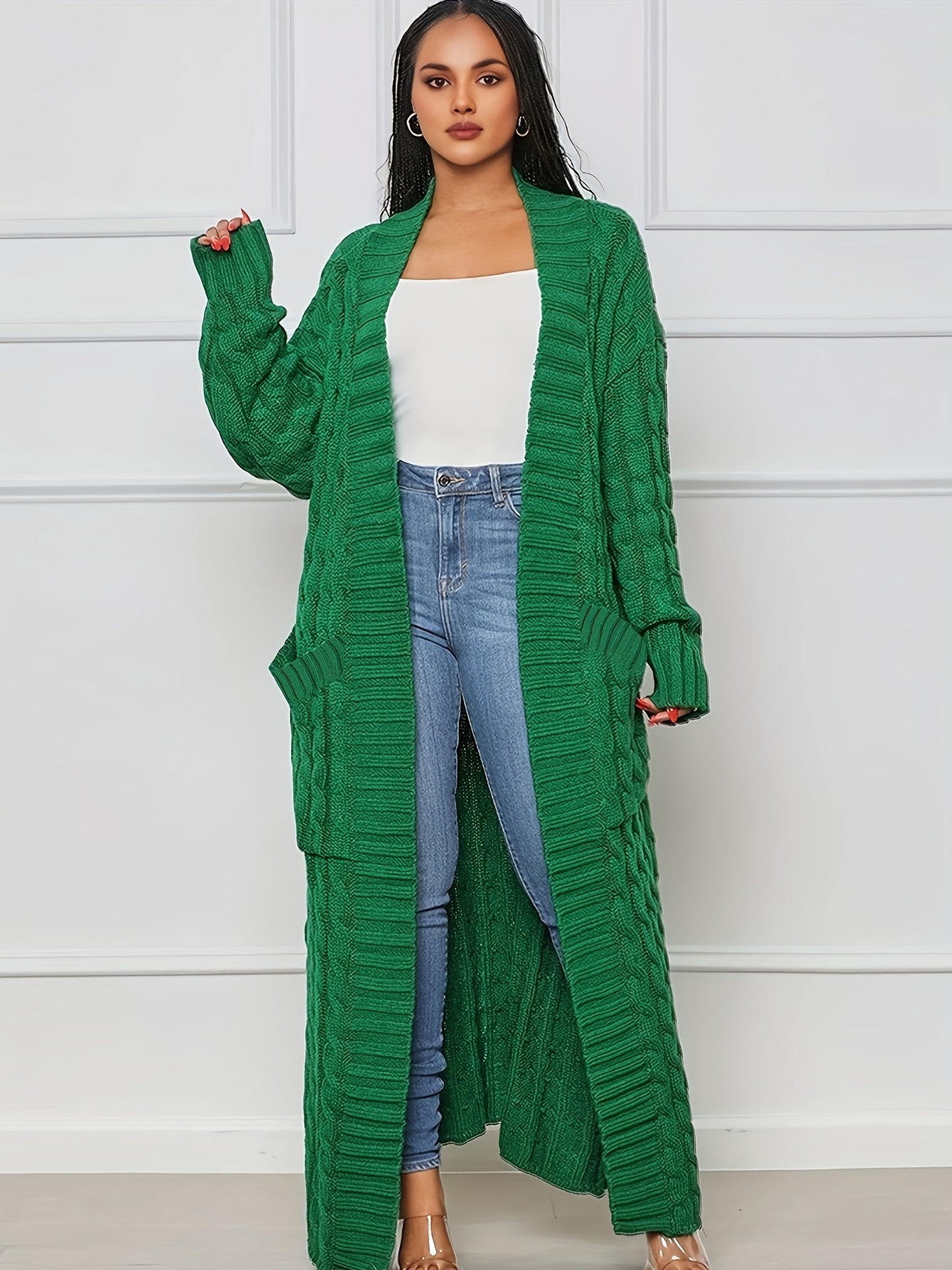 Women's Cable-knit Button Duster Cardigan - Temu