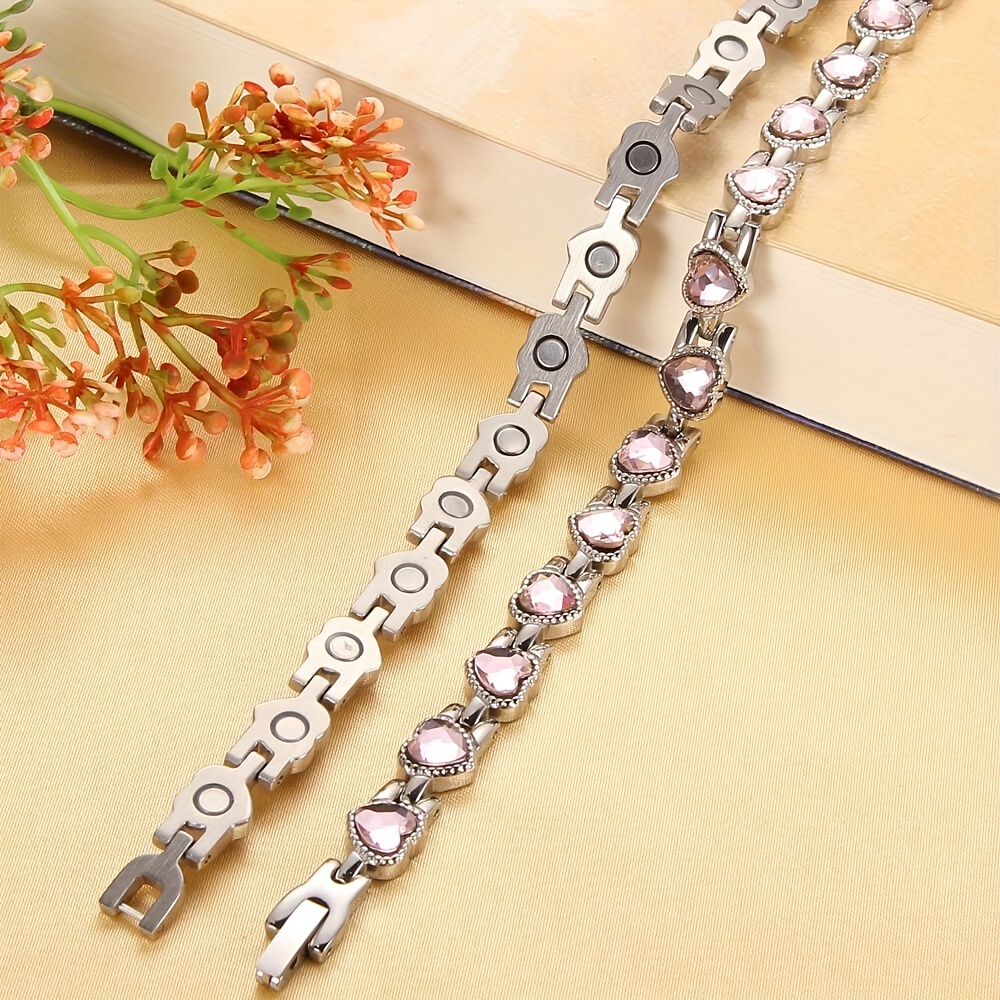 Magnetic Bracelet for Women Titanium Steel Magnetic Bracelet with Neodymium  Magnets & Sparkling Crystals, Christmas Jewelry Gifts 