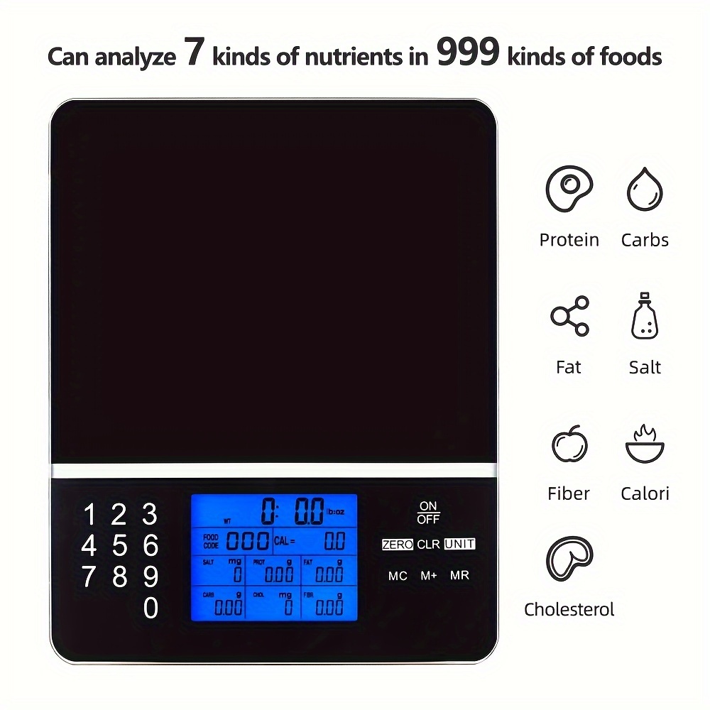 URAMAZ Báscula inteligente de alimentos para contar calorías, báscula  digital de cocina, aplicación de análisis nutricional de onzas y gramos,  báscula