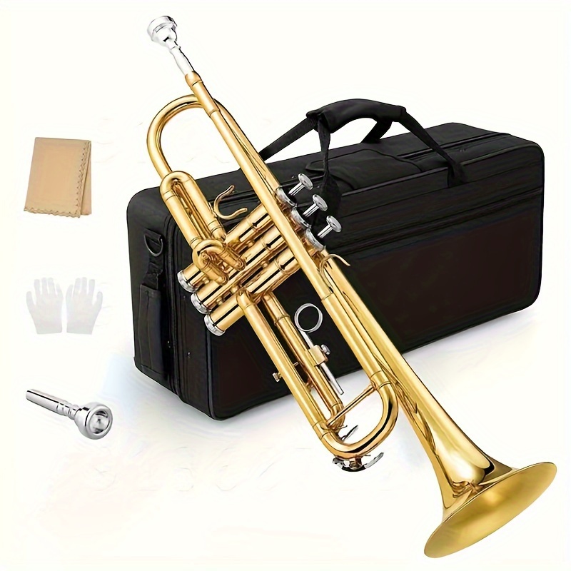 K8315 Flugelhorn B Flat Brass Golden Plated Furuger Professional Trumpet  Jazz Trumpet Instrument Box | Save Money Temu | Temu