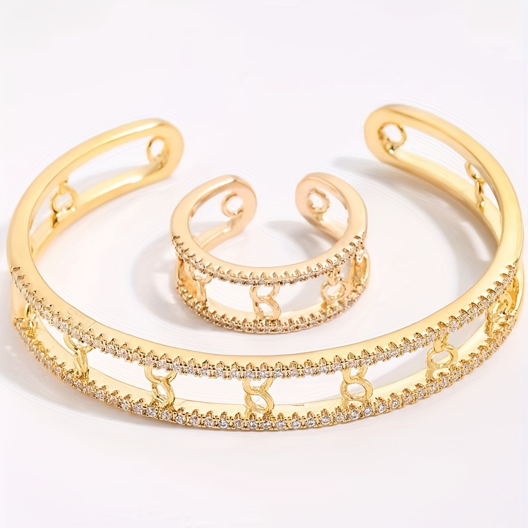 Fashion Gold Tone Cuff Bangle Bracelet Set