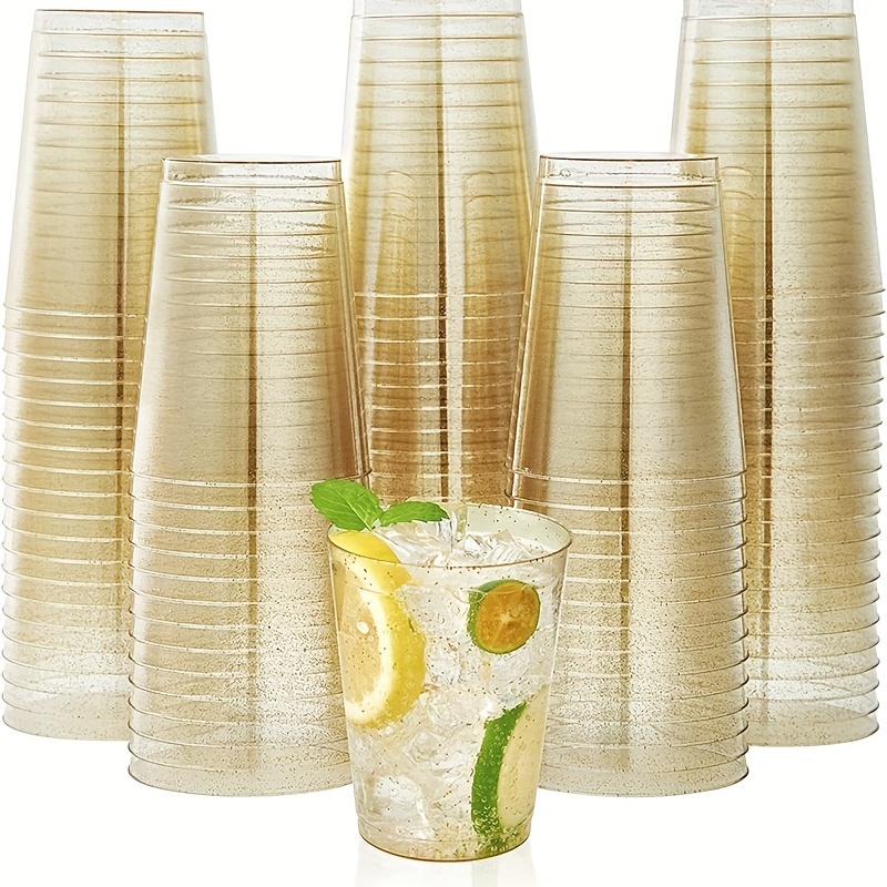 25pcs 9oz Copas Plástico Dorado En Polvo Copas Desechables - Temu