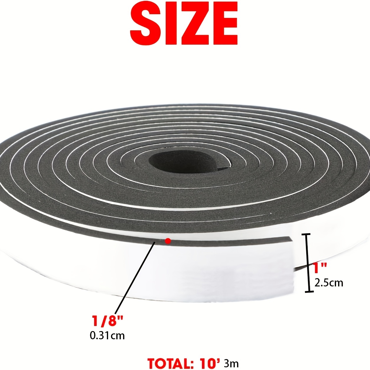 Foam Strip Roll Wide X 10' Long X Thick Weather Seal High Temu