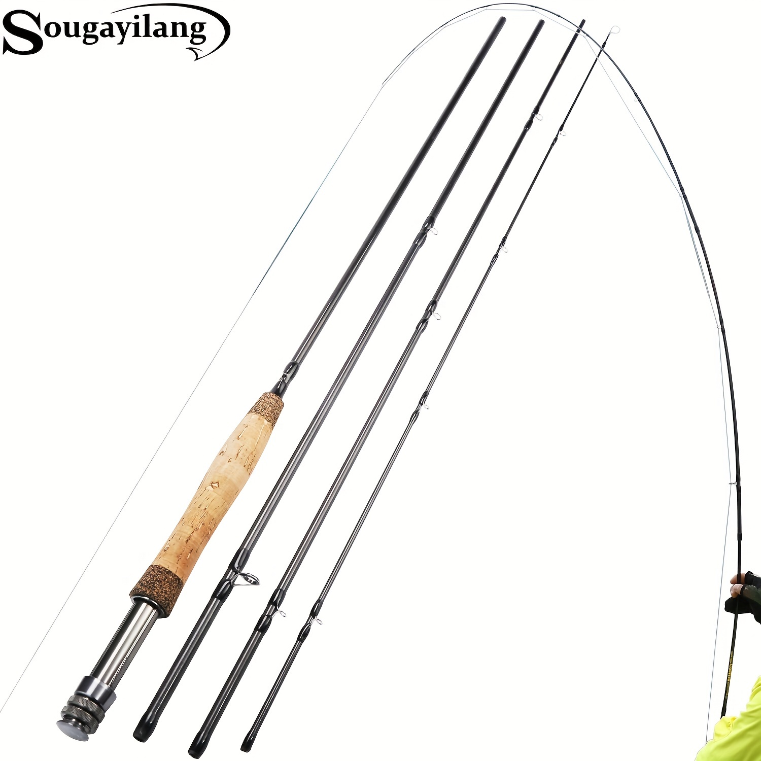 

Sougayilang 5/6wt Fly Fishing Rod, Lightweight Ultra-portable 4 Pieces Graphite Fly Rod For Complete Starter